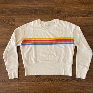 Madewell crop crew neck sweatshirt with rainbow detail